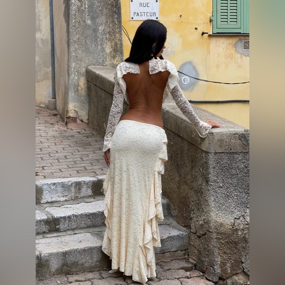 Outcast Piette tiered cream skirt - Picture 6 of 11